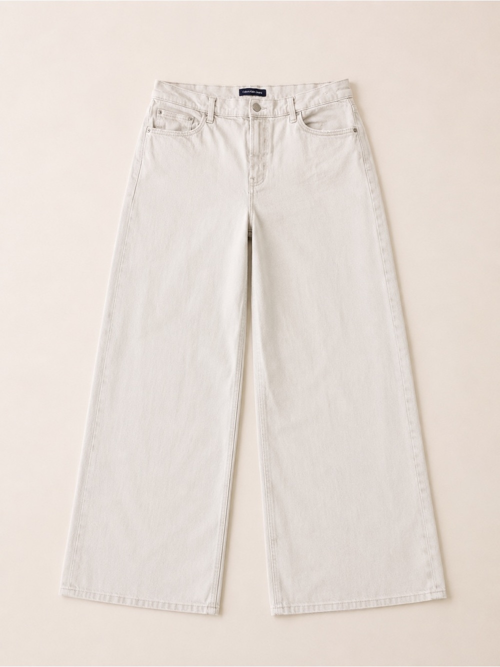 Calvin Klein Jeans Wide-Leg High-Rise Jeans in Off-White